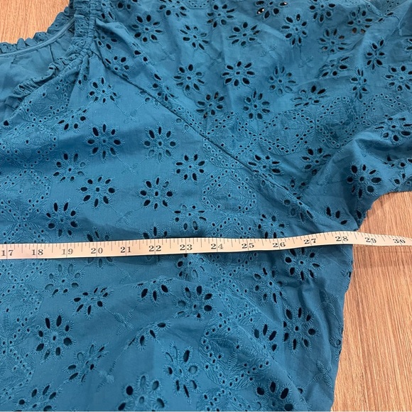 Nurture By Westbound Button Up Blouse Womens 3XL Eyelet Puff Sleeves Embroidered - Picture 9 of 11